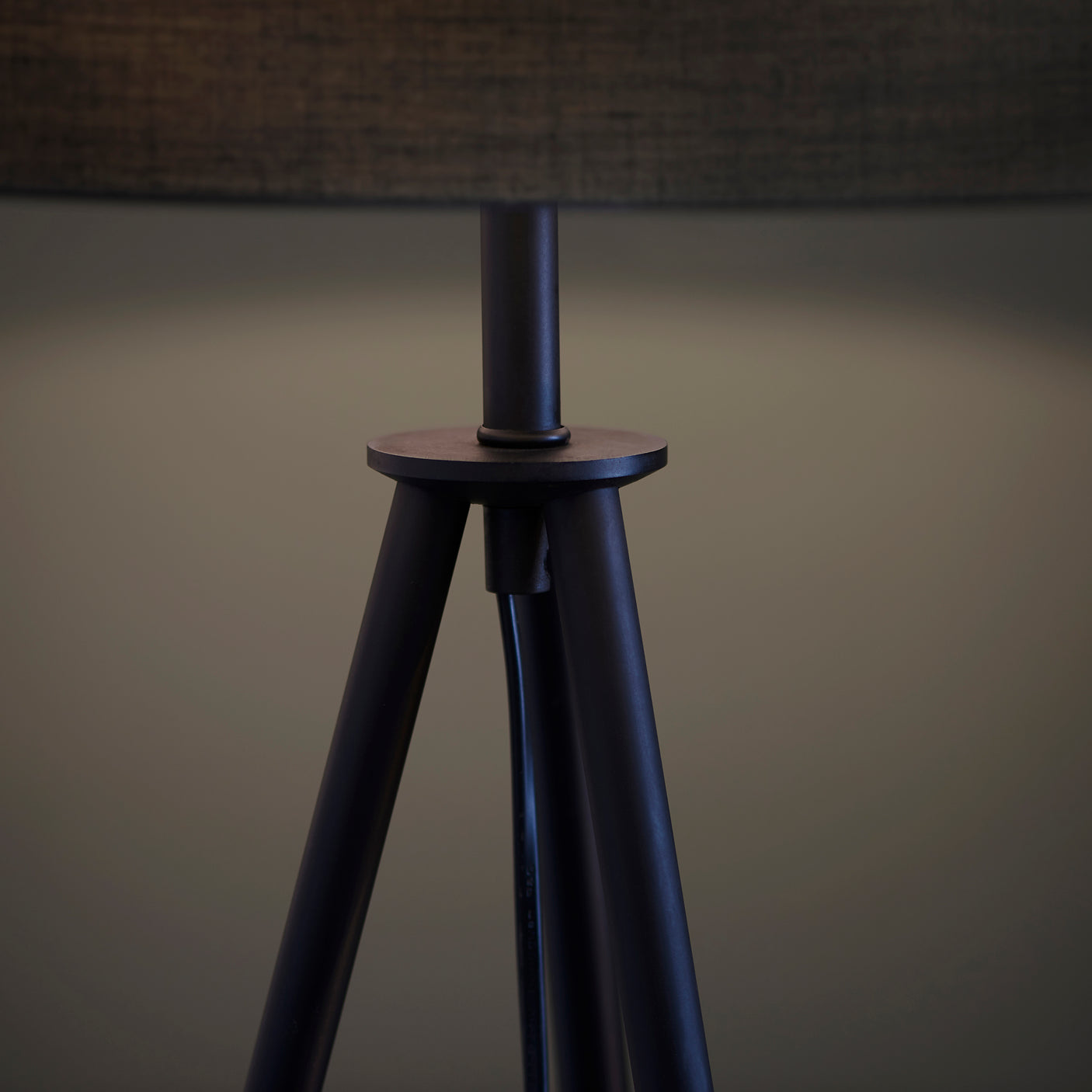 Triad Column 1Lt Indoor Floor Lamp In Matt Black & Black Fabric Finish