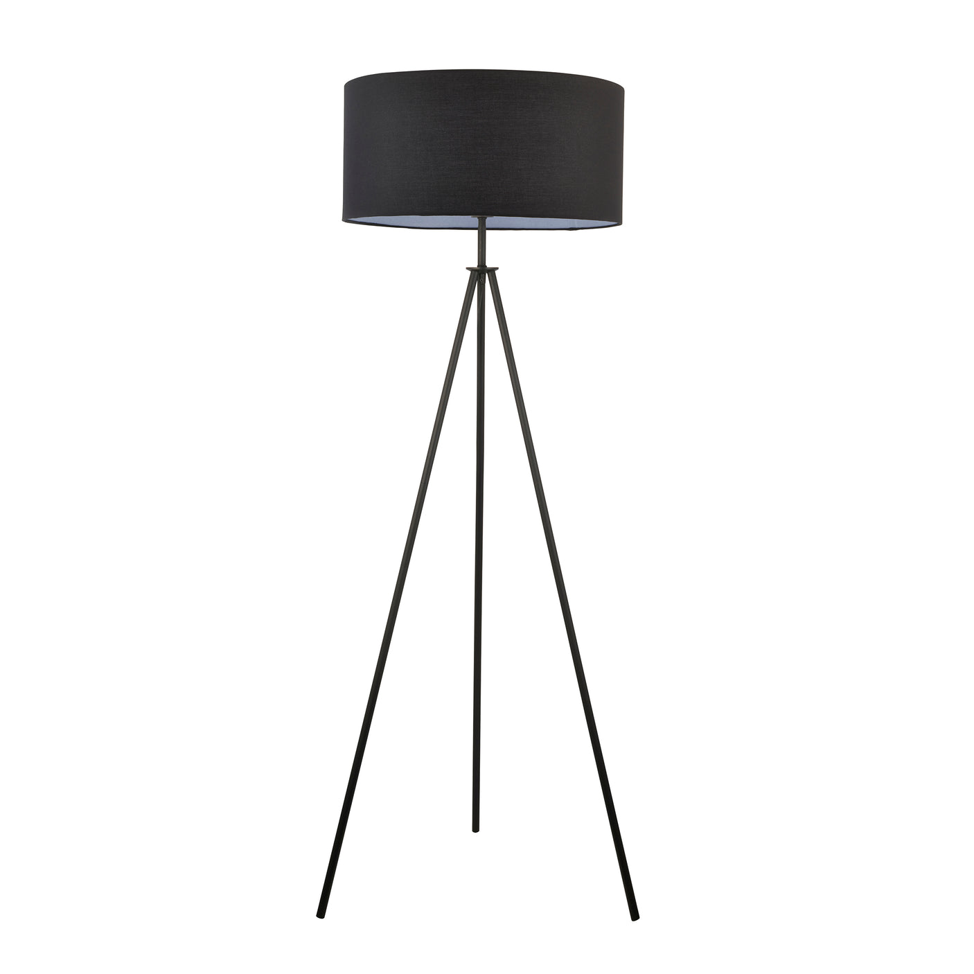 Triad Column 1Lt Indoor Floor Lamp In Matt Black & Black Fabric Finish