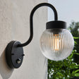 Lacona Eldonwood 1Lt Outdoor Wall Light In Textured Black & Clear Ribbed Glass Finish - Lacona Home 