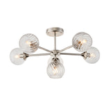 Lacona Allegretto 6Lt Indoor Semi Flush Light In Bright Nickel Plate & Clear Spiral Glass Finish - Lacona Home 