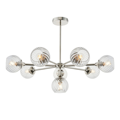 Lacona Allegretto 8Lt Indoor Pendant Light In Bright Nickel Plate & Clear Spiral Glass Finish - Lacona Home 