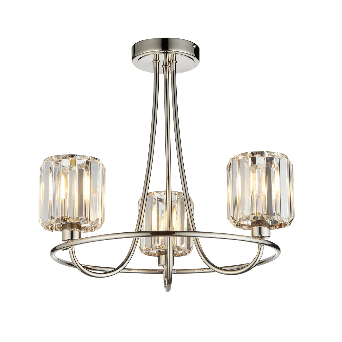 Lacona Bernadette 3Lt Indoor Semi Flush Light In Bright Nickel Plate & Clear Glass Finish - Lacona Home 