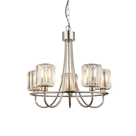 Lacona Bernadette 5Lt Indoor Pendant Light In Bright Nickel Plate & Clear Glass Finish - Lacona Home 