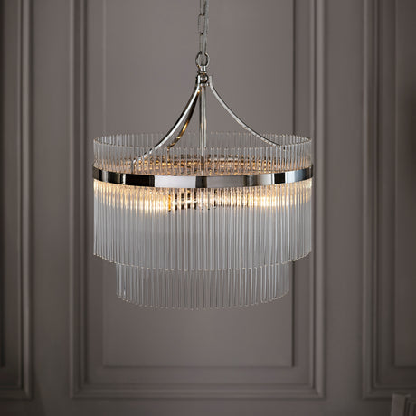 Lacona Marianna 5Lt Indoor Pendant Light In Bright Nickel Plate & Clear Glass Finish - Lacona Home 