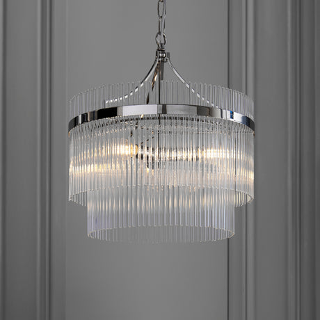 Lacona Marianna 3Lt Indoor Pendant Light In Bright Nickel Plate & Clear Glass Finish - Lacona Home 