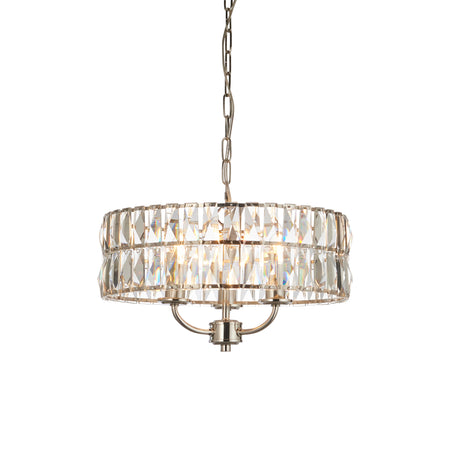 Lacona Cliffcrest 3Lt Indoor Pendant Light In Bright Nickel Plate & Clear Crystal Glass Finish - Lacona Home 