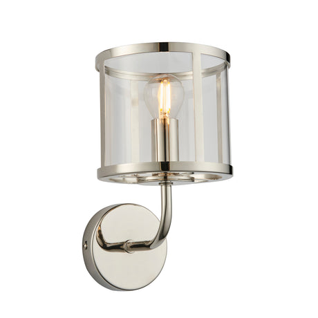 Lacona Hilltop 1Lt Indoor Wall Light In Bright Nickel Plate & Clear Glass Finish - Lacona Home 