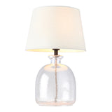 Lacona Lyre Pixie 1Lt Indoor Table Lamp In Clear Textured Glass & Ivory Linen Mix Fabric Finish - Lacona Home 