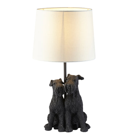 Lacona Caledonian Terrier 1Lt Indoor Table Lamp In Matt Black & Natural Linen Finish - Lacona Home 