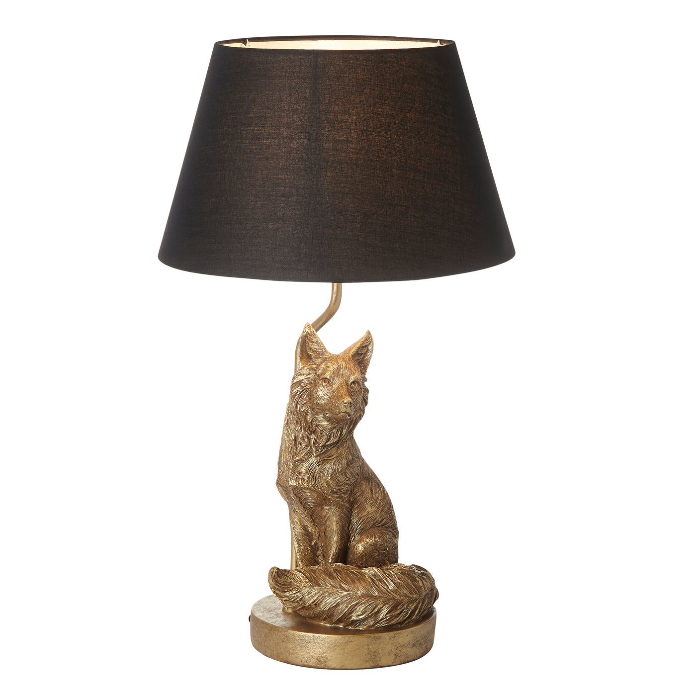 Lacona Vulpine 1Lt Indoor Table Lamp In Vintage Gold Paint & Black Fabric Finish - Lacona Home 