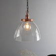 Lacona Hanley Majestic 1Lt Indoor Pendant Light In Aged Copper Plate & Clear Glass Finish - Lacona Home 