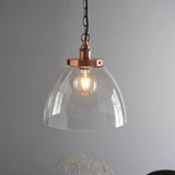 Lacona Hanley Majestic 1Lt Indoor Pendant Light In Aged Copper Plate & Clear Glass Finish - Lacona Home 