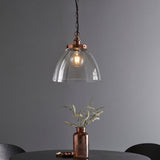 Lacona Hanley Majestic 1Lt Indoor Pendant Light In Aged Copper Plate & Clear Glass Finish - Lacona Home 