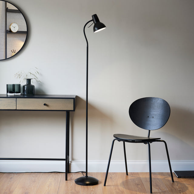 Lacona Capri 1Lt Indoor Floor Lamp In Matt Black Paint Finish - Lacona Home 