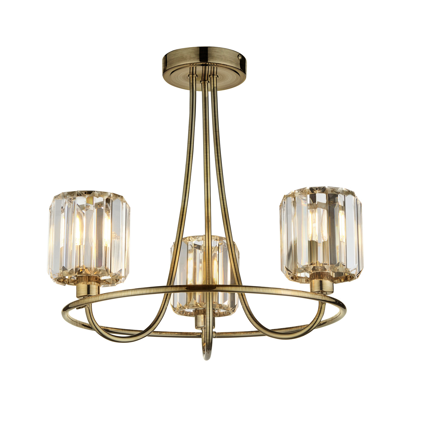 Lacona Bernadette 3Lt Indoor Semi Flush Light In Antique Brass Plate & Clear Glass Finish - Lacona Home 