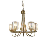 Lacona Bernadette 5Lt Indoor Pendant Light In Antique Brass Plate & Clear Glass Finish - Lacona Home 