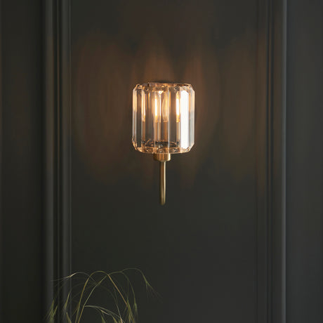 Lacona Bernadette 1Lt Indoor Wall Light In Antique Brass Plate & Clear Glass Finish - Lacona Home 