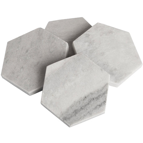 Grey Marble Hexagonal Coasters - Lacona Home 