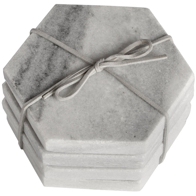 Grey Marble Hexagonal Coasters - Lacona Home 