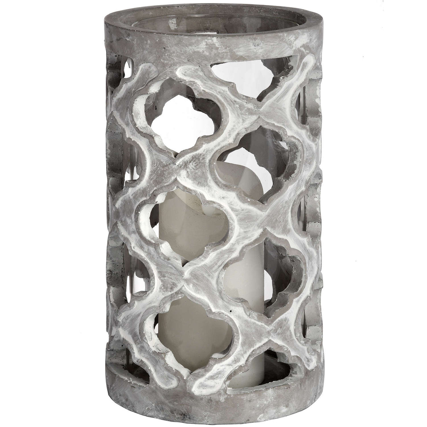 Large Stone Effect Patterned Candle Holder - Lacona Home 