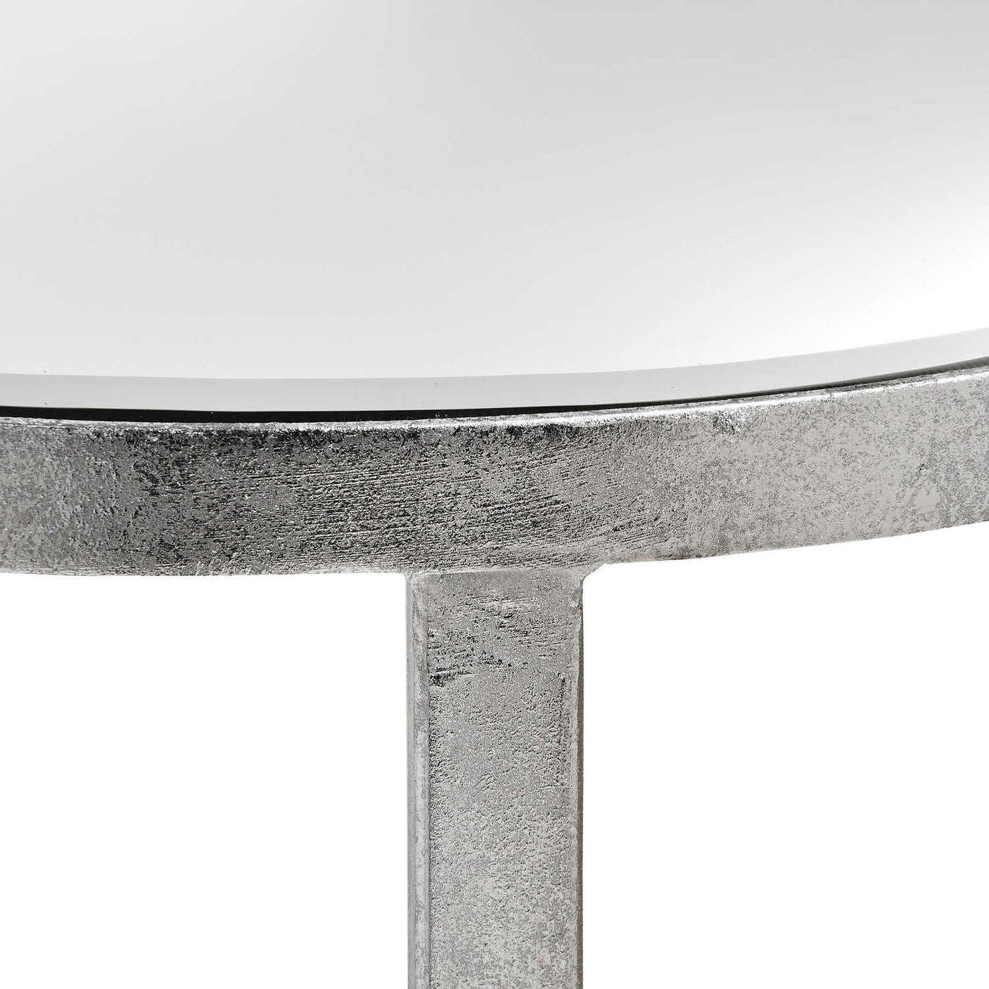 Mirrored Silver Half Moon Table With Cross Detail - Lacona Home 