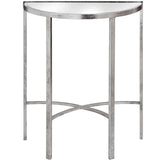 Mirrored Silver Half Moon Table With Cross Detail - Lacona Home 