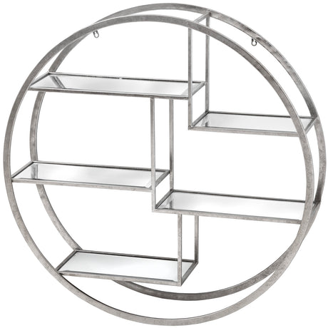 Large Circular Silver Wall Hanging Multi Shelf - Lacona Home 