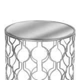 Set of Two Arabesque Silver Foil Mirrored Side Tables - Lacona Home 