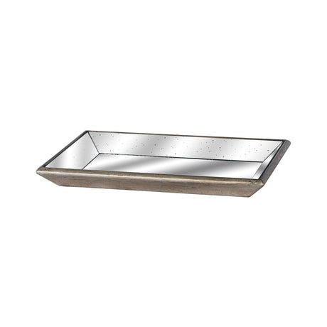 Astor Distressed Mirrored Tray With Wooden Detailing - Lacona Home 