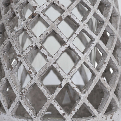 Large Conical Ceramic Lattice Hurricane Lantern - Lacona Home 