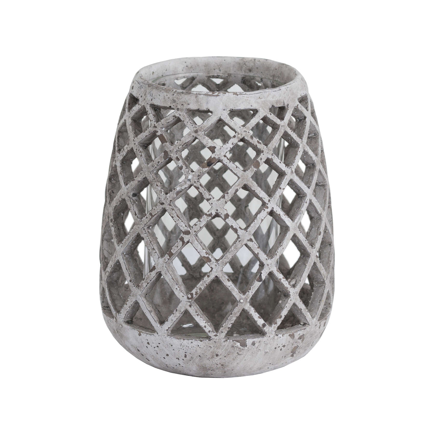 Large Conical Ceramic Lattice Hurricane Lantern - Lacona Home 