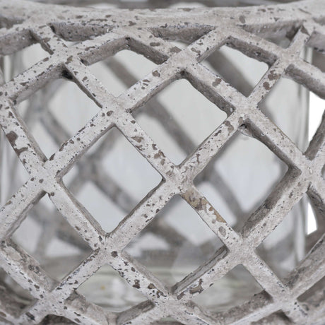 Round Ceramic Lattice Hurricane Lantern - Lacona Home 