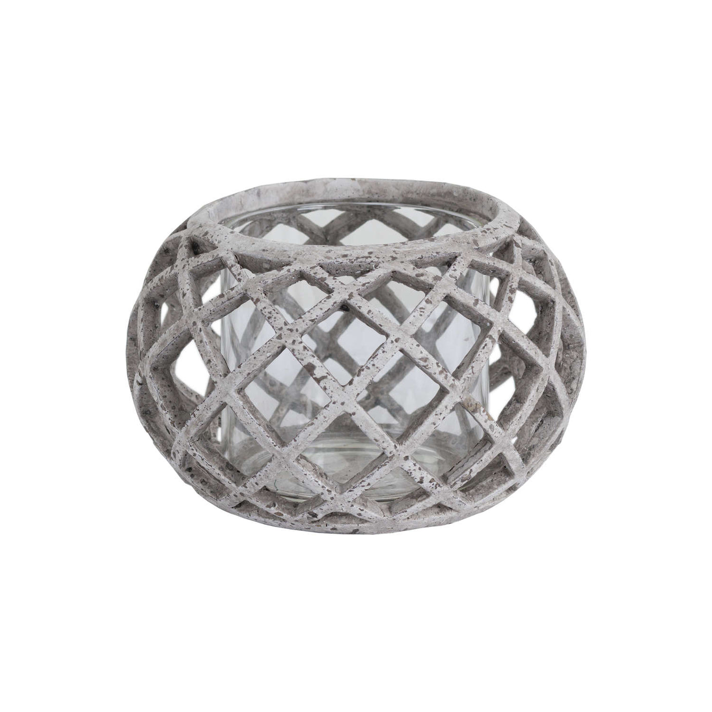 Round Ceramic Lattice Hurricane Lantern - Lacona Home 