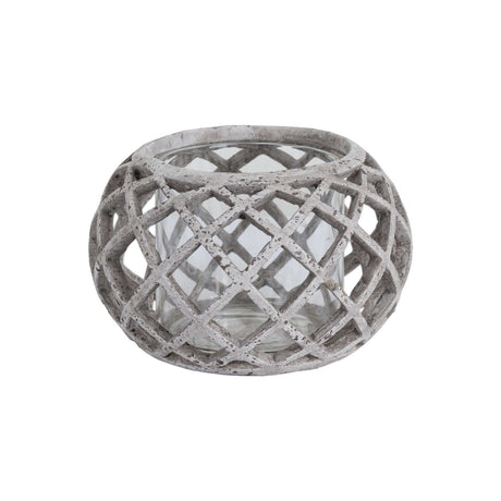 Round Ceramic Lattice Hurricane Lantern - Lacona Home 