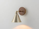 houseof. Cone Wall Light in Brass/Wood