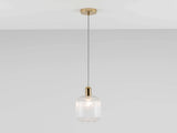 houseof. Ribbed Clear Glass Shade Pendant in Brass & Clear