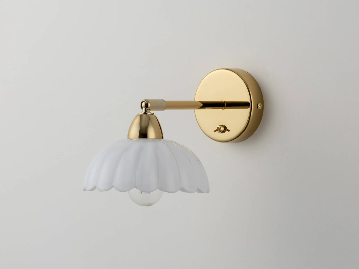 houseof. Flower Sconce Wall Light in Brass And Opal