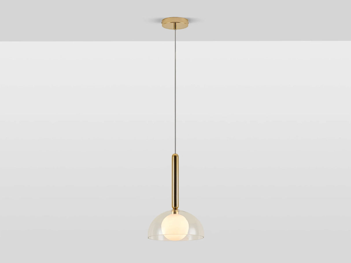 houseof. Domed Glass Pendant in Brass