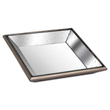 Astor Distressed Mirrored Square Tray W/Wooden Detailing Sml - Lacona Home 