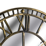 Large Antique Brass Mirrored Skeleton Clock - Lacona Home 