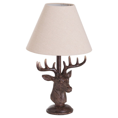 Stag Head Table Lamp With Linen Shade - Lacona Home 