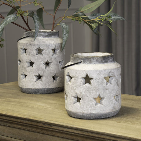 Bloomville Large Stone Star Lantern - Lacona Home 