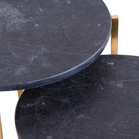 Set of Two Gold And Black Marble Tables - Lacona Home 