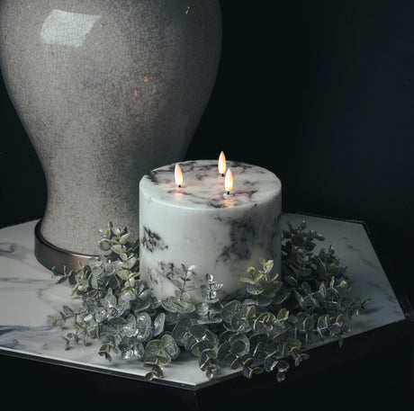 Luxe Collection Natural Glow 6x6 Marble Effect LED Candle - Lacona Home 