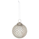 Metallic Silver Honey Comb Set of 4 Large Baubles - Lacona Home 