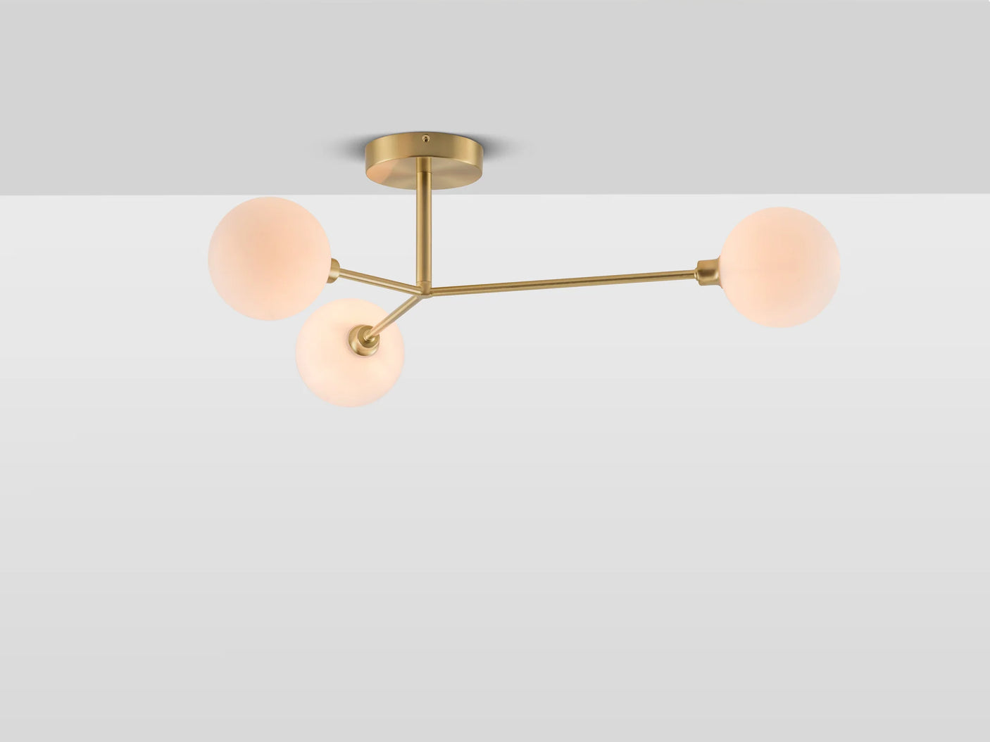 houseof. 3 Light Flush Ceiling Light in Brushed Brass