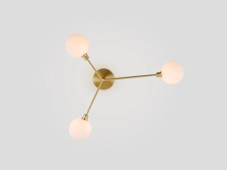 houseof. 3 Light Flush Ceiling Light in Brushed Brass