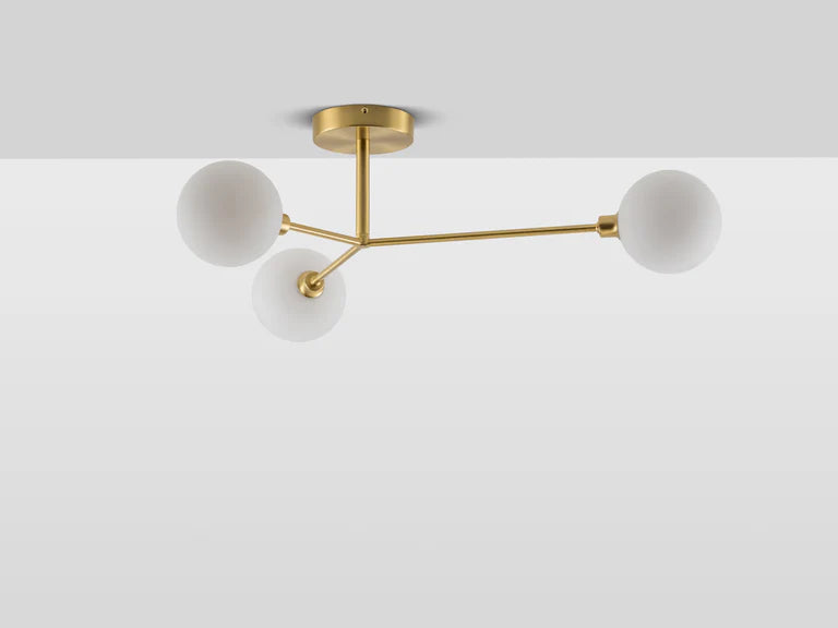 houseof. 3 Light Flush Ceiling Light in Brushed Brass