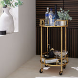 Gold Round Drinks Trolley - Lacona Home 