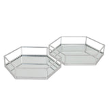 Silver Hexagon Set of Two Trays - Lacona Home 